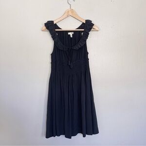 Joie Sleeveless Black Silk Ruffle Mini Dress Size Medium